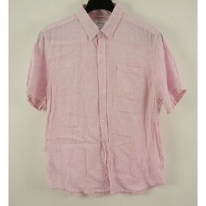 Porter & Ash 100% Linen Men's XL Slim Fit Short Sleeve Pink Button Down Shirt